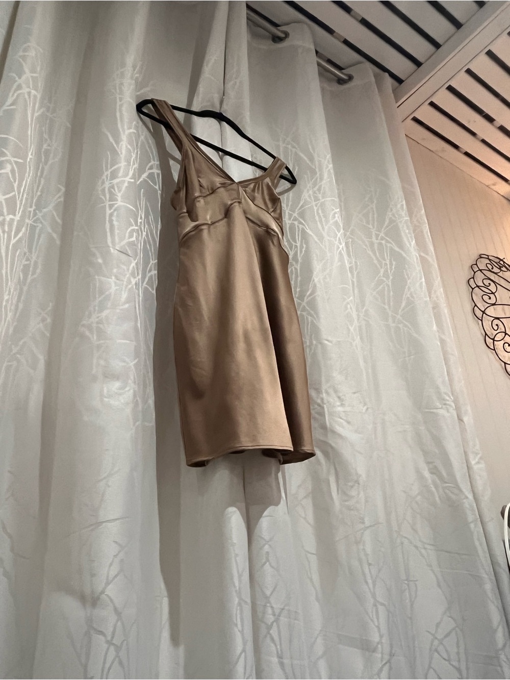Zara 100% Silk Mini Slip Dress in Champagne taupe Tone